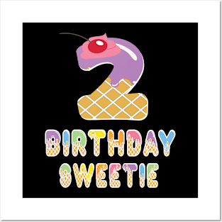 2nd Birthday Sweetie Waffle Lover Girl 2 Years Old B-day graphic Posters and Art